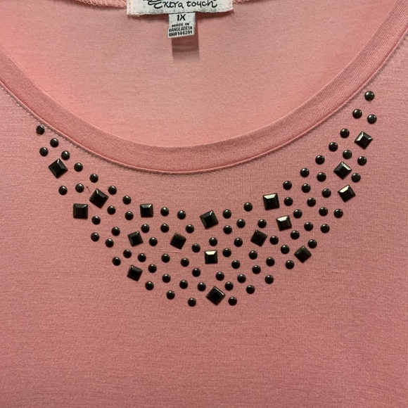 Extra Touch Pink Sleeveless Top with Stud Detail - Picture 4 of 8